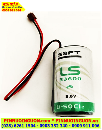Saft LS33600 (Zắc nâu nhỏ); Pin nuôi nguồn PLC Saft LS33600 lithium 3.6v D 17000mAh /Xuất xứ Pháp